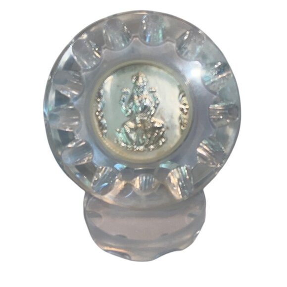 Embossed Silver Laxmi Acrylic Frame with Pedestal Goddess of Wealth Temple - Picture 1 of 6